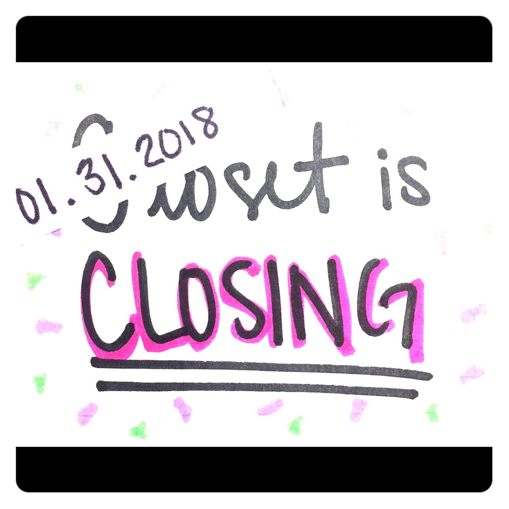 🎉💕CLOSET CLOSING January 31, 2018💕🎉